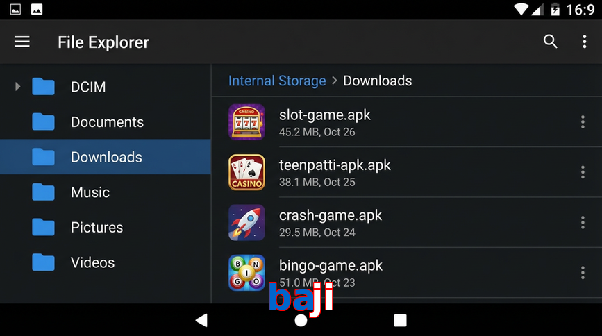 Main screen of Baji gameapk page for PK players